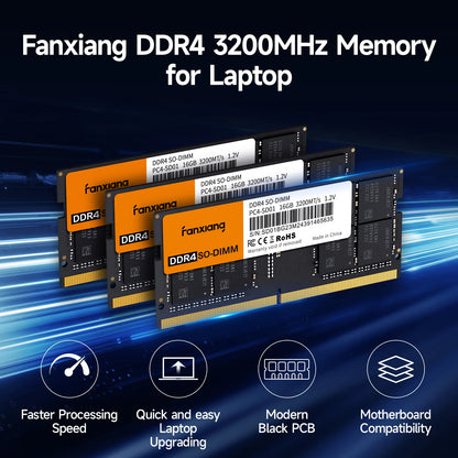 32GB DDR4 3200MHz SODIMM RAM Kit, CL22 1.2V Laptop Memory for Intel & AMD