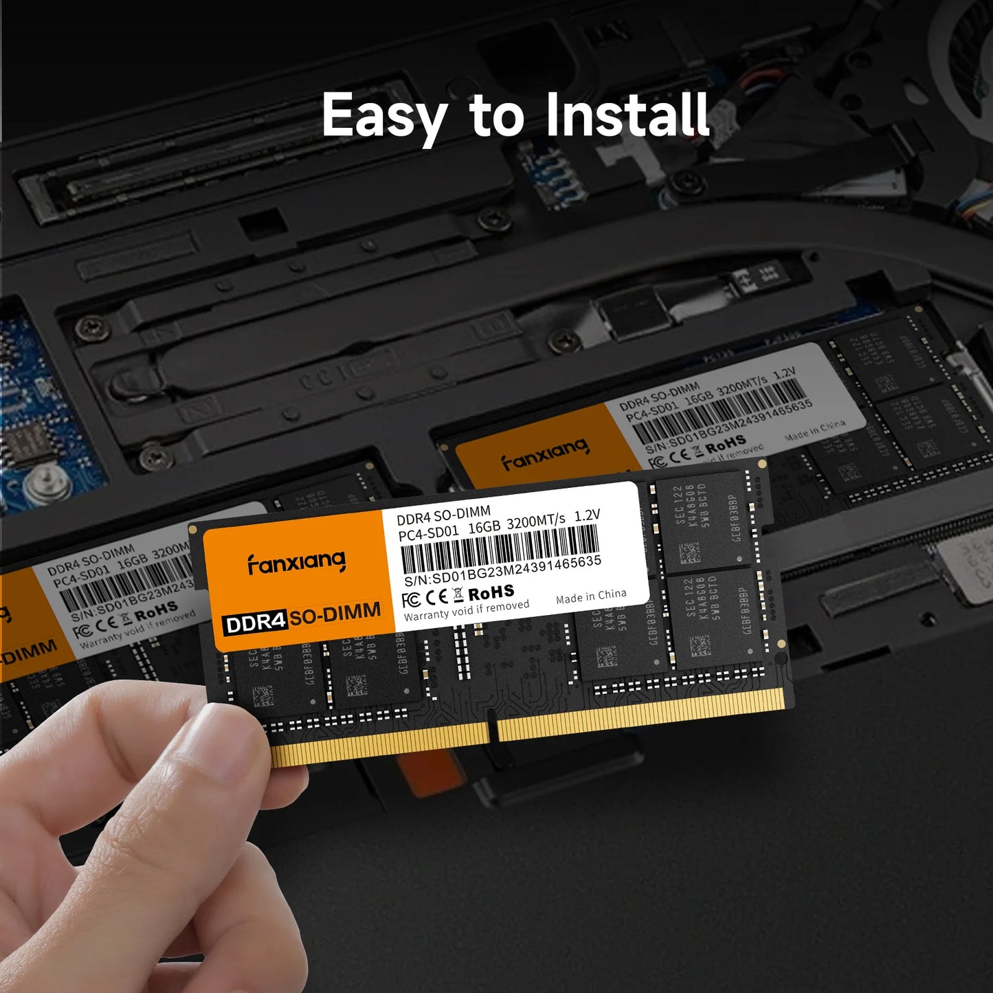 32GB DDR4 3200MHz SODIMM RAM Kit, CL22 1.2V Laptop Memory for Intel & AMD