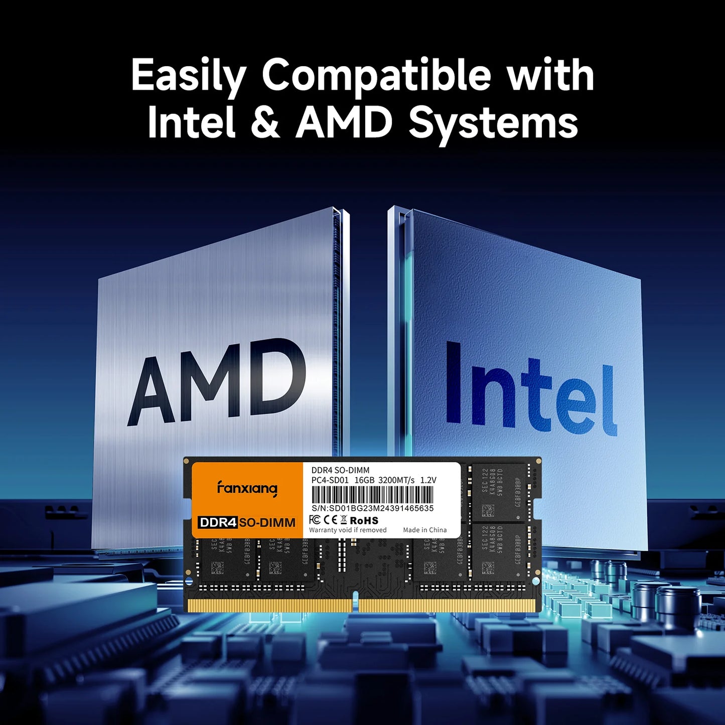 32GB DDR4 3200MHz SODIMM RAM Kit, CL22 1.2V Laptop Memory for Intel & AMD