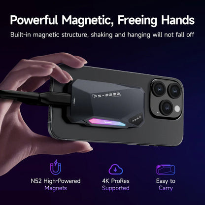 Fanxiang PS2200 Magnetic Portable SSD Up to 2050MB/s High-Speed,with Magnetic Ring,Aluminum Alloy,Touch Control RGB Lighting,Compatible with Smartphone, Tablet, Computer