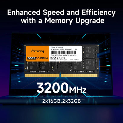 32GB DDR4 3200MHz SODIMM RAM Kit, CL22 1.2V Laptop Memory for Intel & AMD