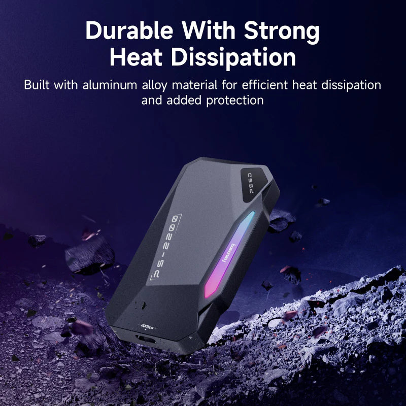 Fanxiang PS2200 Magnetic Portable SSD Up to 2050MB/s High-Speed,with Magnetic Ring,Aluminum Alloy,Touch Control RGB Lighting,Compatible with Smartphone, Tablet, Computer