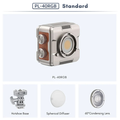 Tolifo PL-40RGB COB LED Video Light – Pocket-Size RGBWW Creator Kit Including Lamp, Lens, Magnetic Barndoor, Dome Diffuser and Hardcase with App Control, Mini Bowens Mount & 20 FX Modes