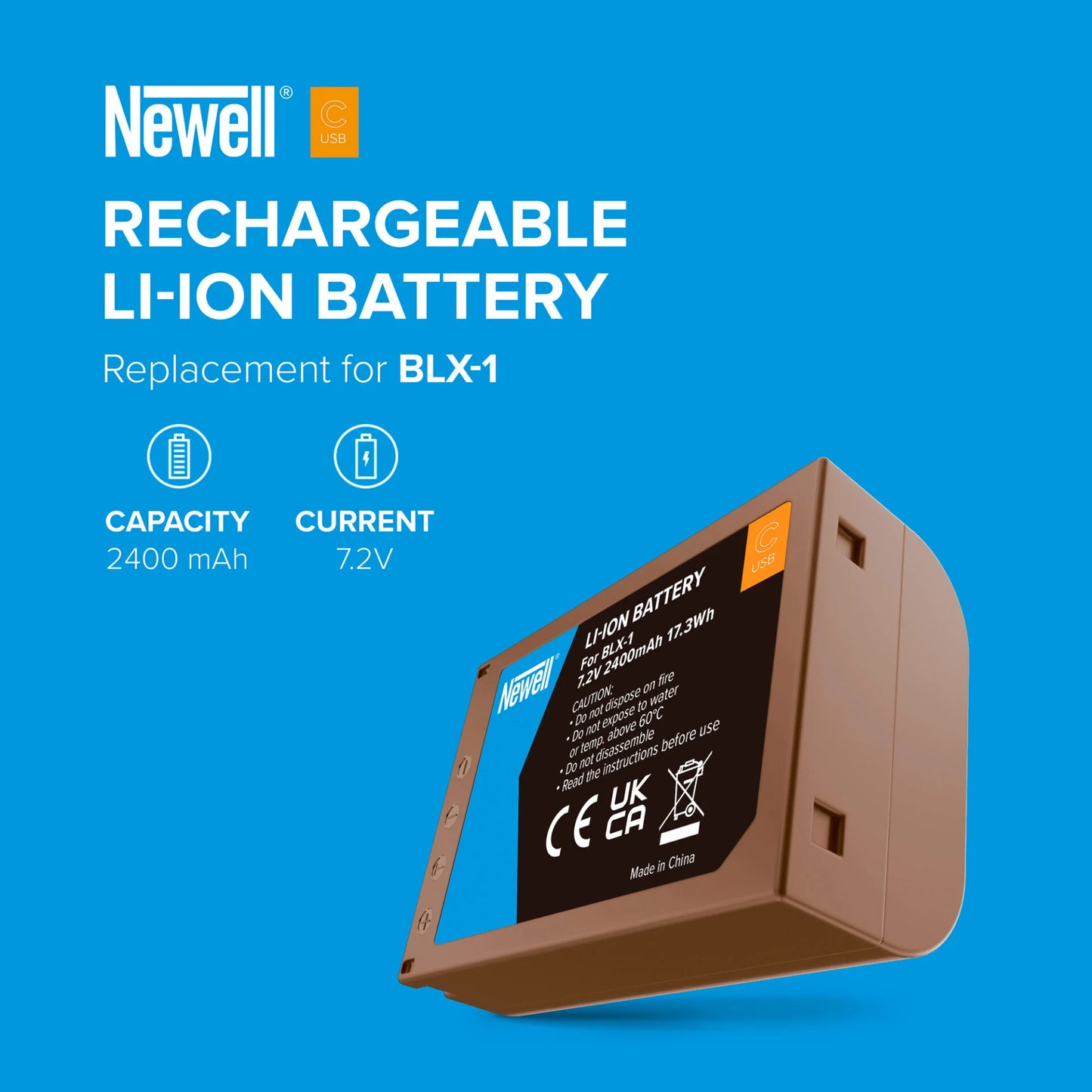 Newell BLX-1 Recheargable Battery USB-C for Olympus